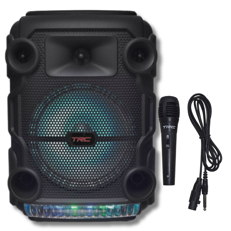 Caixa De Som Amplificada 150w RMS Portátil LED RGB Bluetooth USB SD Entrada P10 Microfone Radio Fm Aux P2