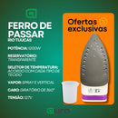 Ferro de Passar Vapor Spray 1200W com Base Antiaderente 127V