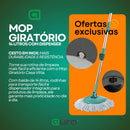 Mop Em Inox Com Cabo de 140cm Refil Rodinhas e Cesto Balde Centrifuga