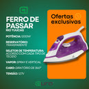 Ferro de Passar Vapor Spray 1200W com Base Antiaderente 127V