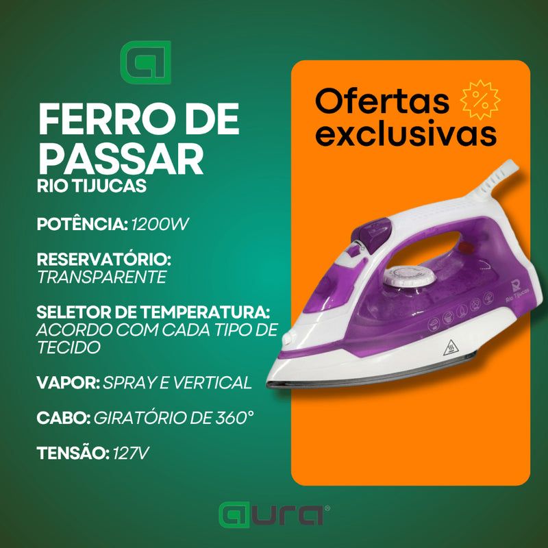 Ferro de Passar Vapor Spray 1200W com Base Antiaderente 127V