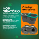 Mop Em Inox Com Cabo de 140cm Refil Rodinhas e Cesto Balde Centrifuga