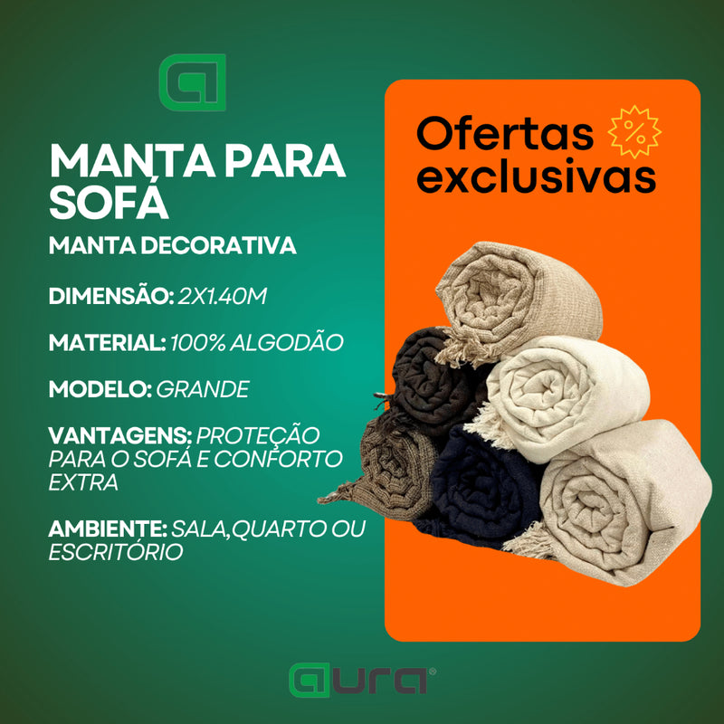 Manta Sofá King Grande Grossa Decoração Elegante Sala Protetora Decorativa Colcha 2,00M x 1,40M