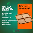 Gamela Petisqueira 4 Divisórias Quadrada Bambu Para Frios Queijo Churrasco