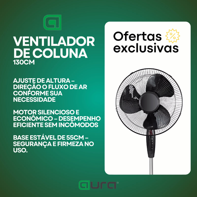 Ventilador De Chão De Pé De Coluna 130cm Forte e Silencioso