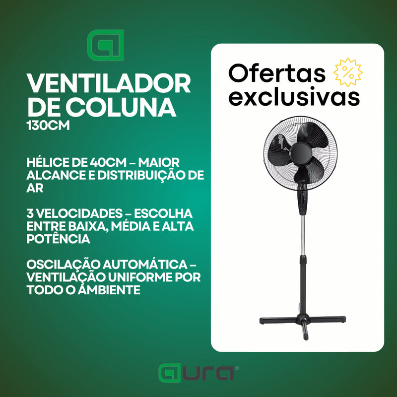 Ventilador De Chão De Pé De Coluna 130cm Forte e Silencioso