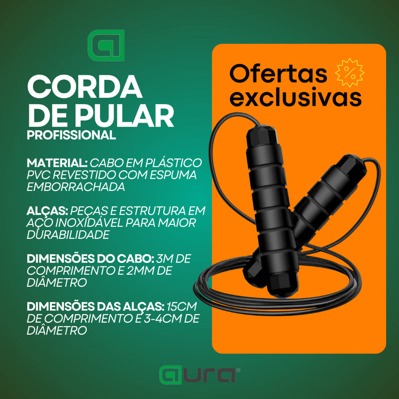 Corda de Pular Profissional 3 Metros Academia Exercício em Casa