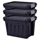 Kit 3 Caixa Organizadora Multiuso 20L Empalhável Trava e Com Rodinha Rodizio