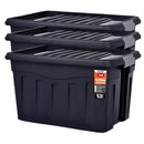 Kit 3 Caixa Organizadora Multiuso 53L Empalhável Trava e Com Rodinha