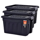 Kit 3 Caixa Organizadora Multiuso 53L Empalhável Trava e Com Rodinha