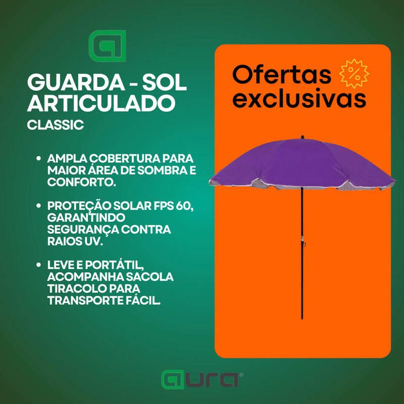 Guarda Sol Articulado Classic Verão Fps 60 Grande 1,93m Bel Sortido