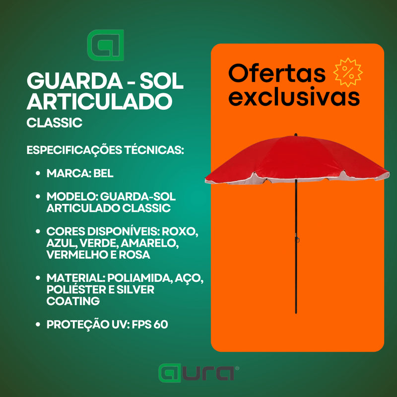 Guarda Sol Articulado Classic Verão Fps 60 Grande 1,93m Bel Sortido
