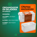 Monte se Kit Organizador de Geladeira 4,5L 8L ou 9L com Tampa Grande Transparente Acrílico Trava Pote