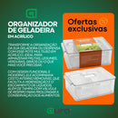 Monte se Kit Organizador de Geladeira 4,5L 8L ou 9L com Tampa Grande Transparente Acrílico Trava Pote