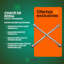 Chave De Roda Cruz 4 Bocas Tipo Cruz Estrela Universal Ferramenta Automotiva 17x19x21x23