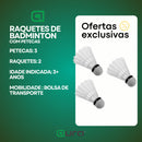 Kit Badminton 2 Raquetes + 3 Petecas + Bolsa Completo Original Brinquedo Criança Esporte