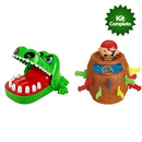 Kit 2 Brinquedos Jogo Jacaré Crocodilo Morde Dedo e Pula Pirata Barril