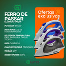 Ferro de Passar Vapor Spray 1500W com Base Antiaderente 127V