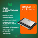 Grill e Sanduicheira Elétrica Unitermi 1000w Aço Inoxidável Grelha Cozinha Casa