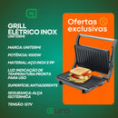 Grill e Sanduicheira Elétrica Unitermi 1000w Aço Inoxidável Grelha Cozinha Casa