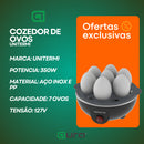 Cozedor de Ovos Unitermi Elétrico Portátil Cozinha à Vapor Capacidade 7 Ovos Portátil Cozinha Fitness