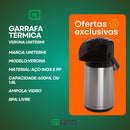Garrafa Térmica Para Café Verona 1 Litro Inox Unitermi Chá Leite Água Quente Fria Qualidade Premium