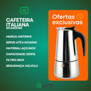 Cafeteira Italiana Unitermi de Inox Café Expresso 6 Xícaras Cafeteira Italiana Splendore