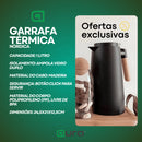 Garrafa Térmica 1 Litro Café Chá Nórdica Com Cabo Madeira