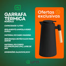 Garrafa Térmica 1 Litro Café Chá Nórdica Com Cabo Madeira
