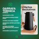 Garrafa Térmica 1 Litro Café Chá Nórdica Com Cabo Madeira