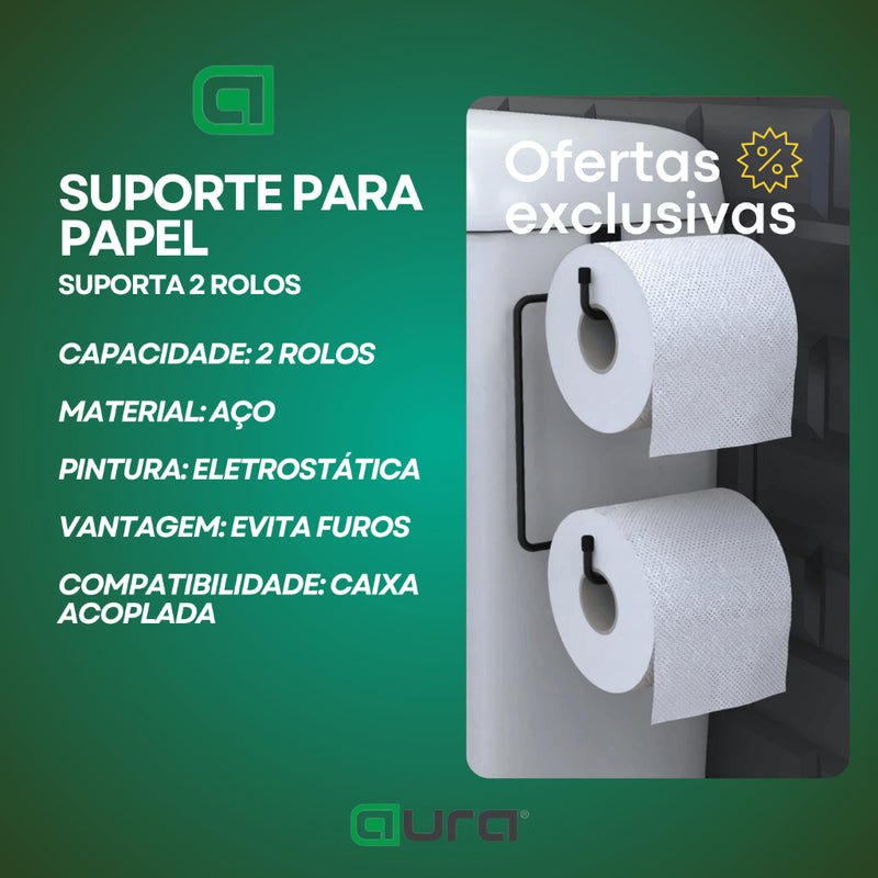 Suporte Porta Papel Higiênico Duplo Para Banheiro Para Caixa Acoplada Para Dois Rolos