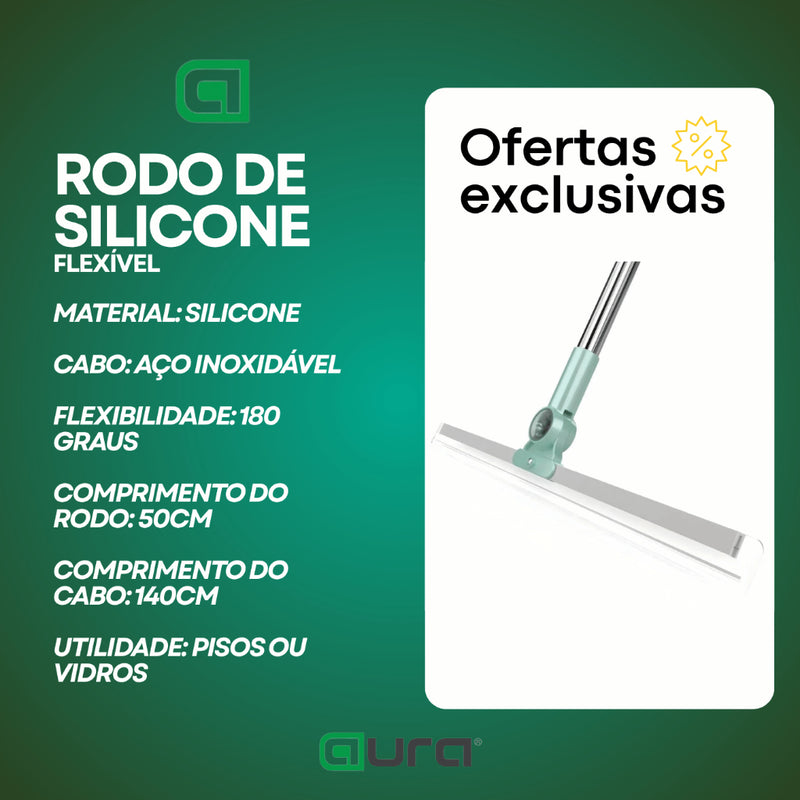 Rodo de Silicone Para Limpeza de Piso Vidros Com Gancho Secos e Molhados Uso Duplo Vassoura Mágica
