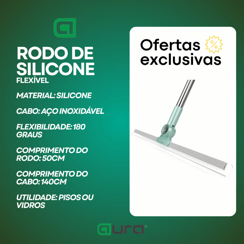 Rodo de Silicone Para Limpeza de Piso Vidros Com Gancho Secos e Molhados Uso Duplo Vassoura Mágica