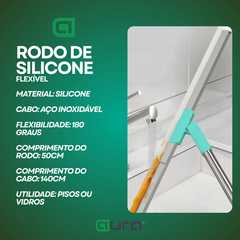 Rodo de Silicone Para Limpeza de Piso Vidros Com Gancho Secos e Molhados Uso Duplo Vassoura Mágica