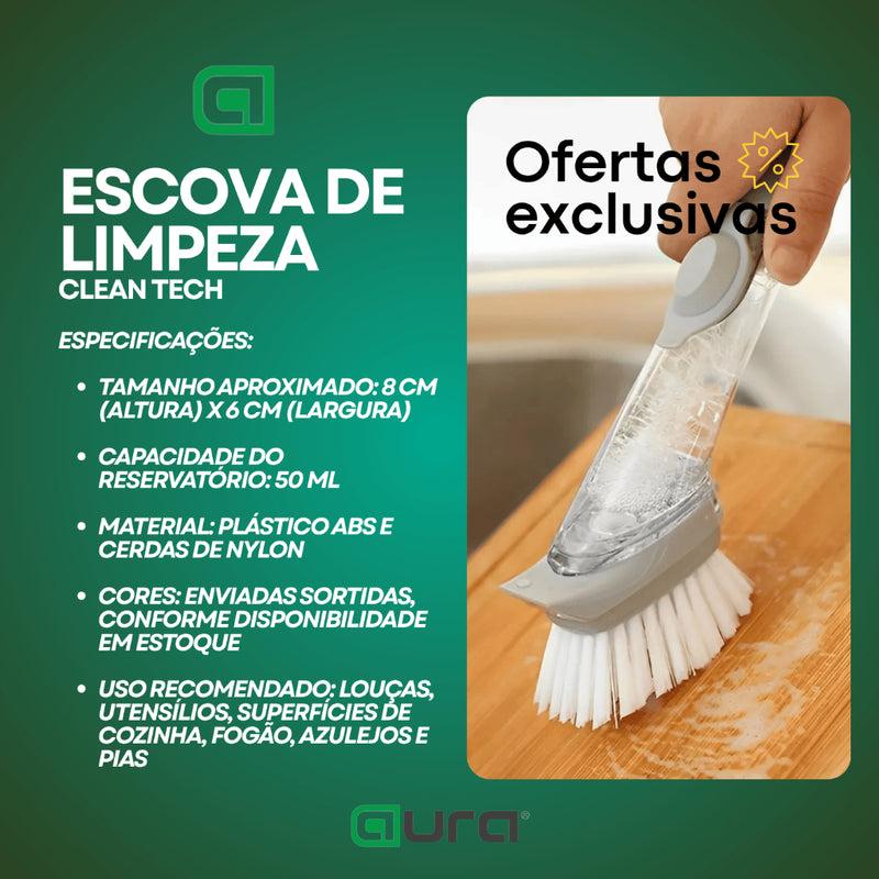 Escova De Limpeza Com Reservatório Louças Panelas Fogão Pia