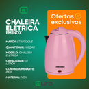 Chaleira Elétrica Térmica Rosa ou Azul Startools Inox 1.8 Litros Com Tampa