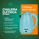 Chaleira Elétrica Térmica Rosa ou Azul Startools Inox 1.8 Litros Com Tampa