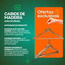 Cabide de Madeira Kit 30 Unidades Barato Para Loja de Roupas Adulto
