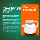 Chaleira De Vidro Borossilicato Tampa De Bambu 1l Resistente Bule