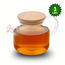 Chaleira De Vidro Borossilicato Tampa De Bambu 1l Resistente Bule