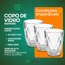 Jogo 6 Copos Diamond 300ml Vidro Grosso Diamante Luxo