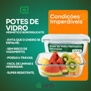 Jogo 5 Potes Hermético 640ml Vidro 4 Travas Marmita Armazenamento de Alimentos