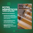 Porta Mantimento De Vidro Herméticos Kit Com 4 Potes Tampa De Bambu
