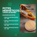 Porta Mantimento De Vidro Herméticos Kit Com 4 Potes Tampa De Bambu