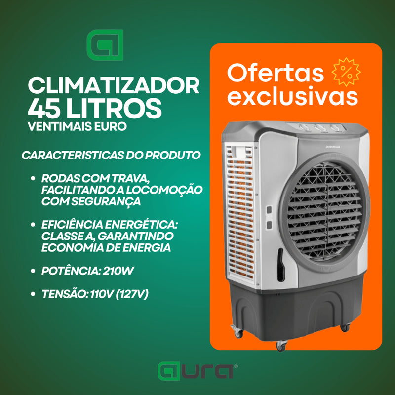Climatizador De Ar Ventimais Euro Clee45l01 45 Litros Cinza E Branco