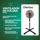 Ventilador De Chão De Pé De Coluna 40cm Preto Forte e Silencioso