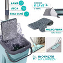 Flat Mop 2 Refis Esfregão Com Balde Rodo Mágico Lava Seca Tira Pó