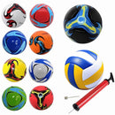 Bola de Futebol ou Volei + Bomba de Ar Manual Tamanho Oficial Couro Sintético