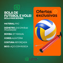 Bola de Futebol ou Volei + Bomba de Ar Manual Tamanho Oficial Couro Sintético