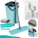 Flat Mop 2 Refis Esfregão Com Balde Rodo Mágico Lava Seca Tira Pó
